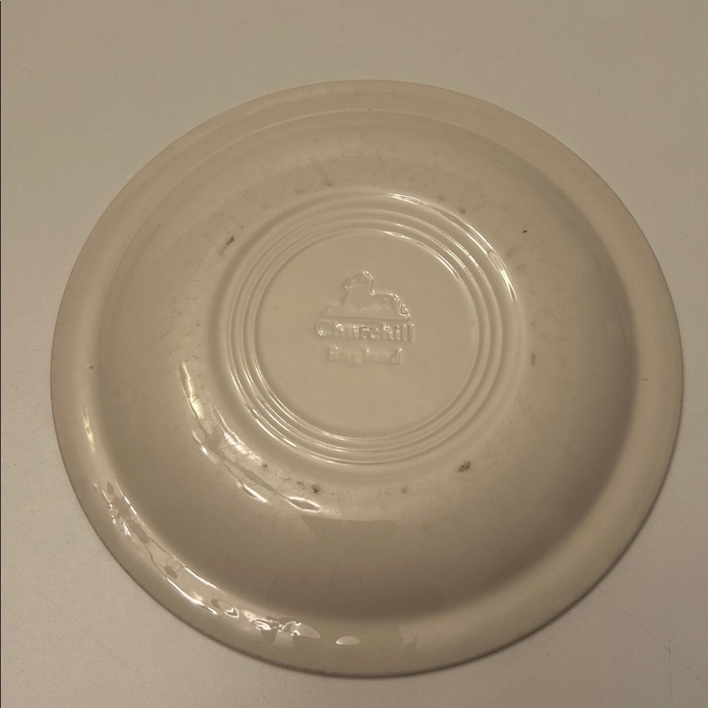 Vintage Churchill England Blue and White Polka Dot Plate Cottagecore - Picture 2 of 3